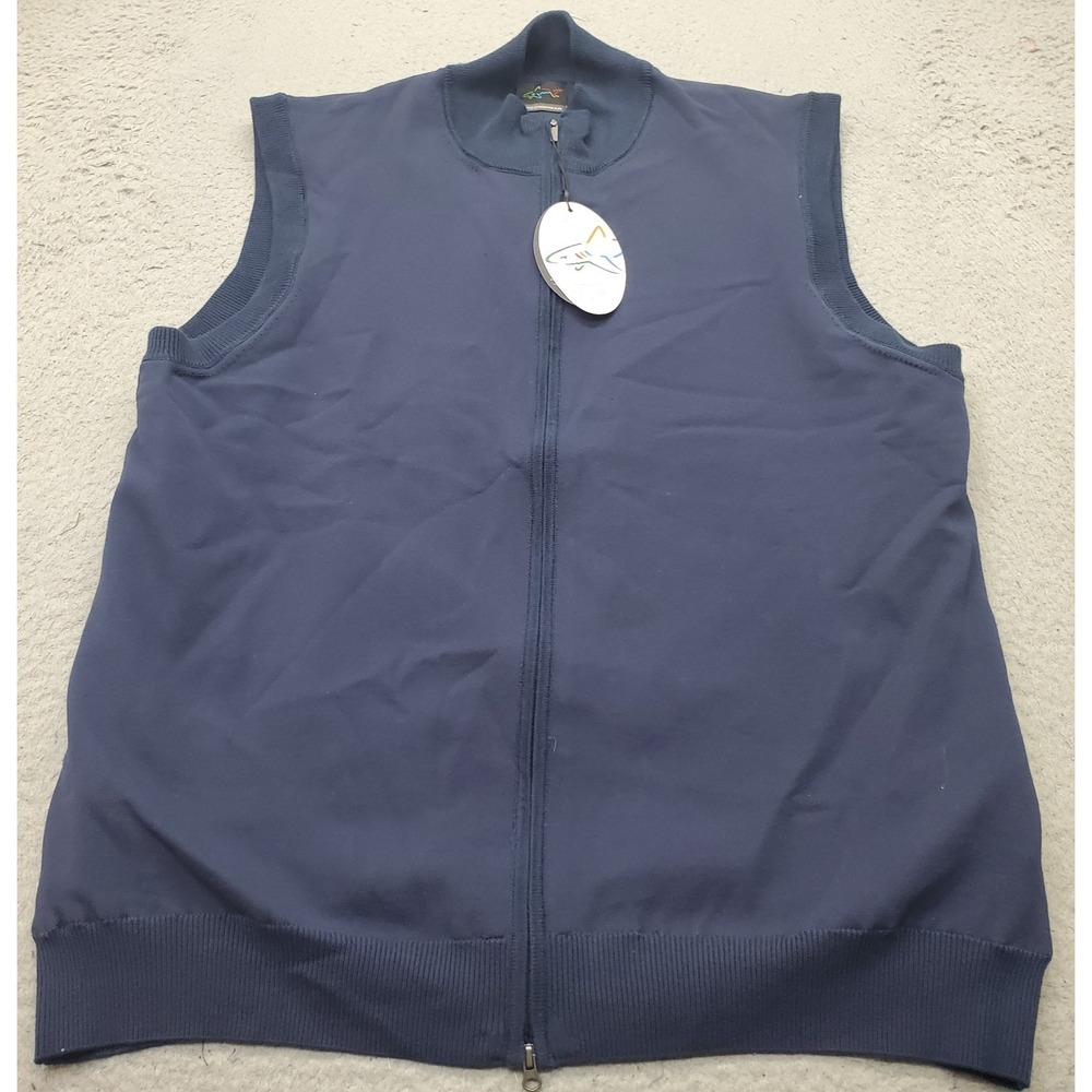 Greg Norman Golf Full Zip Vest Mens M Blue Weather Knit Performance G7F20V135